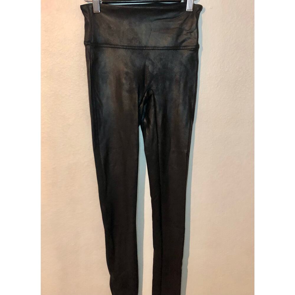 High-Waist Faux Leather Leggings - Black